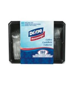 Dixie Plastic Utensils, Heavy-Weight Cutlery Variety Pack, Clear, Box Of 180 Utensils