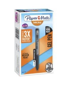 Paper Mate InkJoy Gel Pens, Medium Point, 0.7 mm, Black Barrel, Black Ink, Pack Of 12