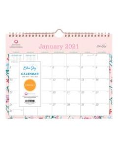 Blue Sky Breast Cancer Awareness Monthly Wall Calendar, 11in x 8-3/4in, Garden Flower, January To December 2021, 101632