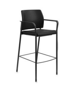 HON Accommodate Bonded Leather Fixed Arm Cafe Stool, Black