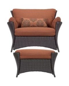 Hanover Strathmere Allure 2-Piece Seating Set - STRATHALLURE2PC - Material: Steel Frame, Polyethylene Wicker, Plush, Olefin, Polyurethane Foam - Finish: Terracotta, Rust, Espresso