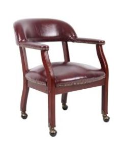 Boss Office Products Traditional Tufted Conference Chair With Casters, Burgundy/Mahogany