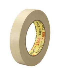 3M 2308 Masking Tape, 3in Core, 1in x 180ft, Natural, Pack Of 36