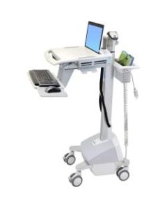 Ergotron StyleView EMR Laptop Cart, LiFe Powered - 20 lb Capacity - 4 Casters - Aluminum, Plastic, Zinc Plated Steel - 18.3in Width x 50.5in Height - White, Gray, Polished Aluminum