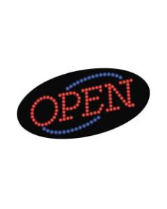 Cosco LED "Open" Lighted Sign, 9 1/2inH x 19inW x 2inD, Black With Red/Blue Lights