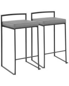 LumiSource Fuji Stacker Counter Stools, Gray Seat/Black Frame, Set of 2 Stools