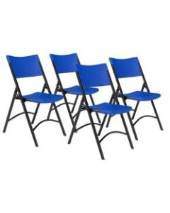 National Public Seating Series 600 Folding Chairs, Blue/Black, Pack Of 4 Chairs