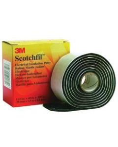 3M Scotchfil Electrical Putty Tape, 1.5in x 5ft, Black, Pack Of 12