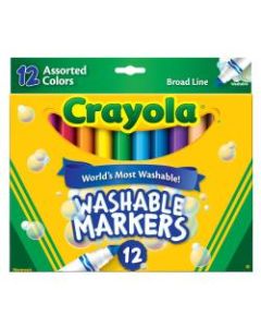 Crayola Washable Markers, Broad Line, Assorted Classic Colors, Box Of 12