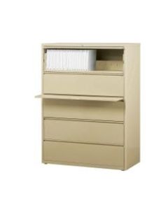 WorkPro 42inW Lateral 5-Drawer File Cabinet, Metal, Putty