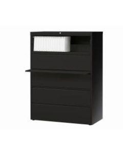 WorkPro 42inW Lateral 5-Drawer File Cabinet, Metal, Black