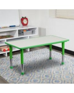 Flash Furniture Height-Adjustable Activity Table, 23-1/2inH x 23-5/8inW x 47-1/4inD, Gray/Green
