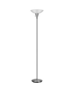 Lorell CFL Floor Lamp, Frosted Glass Shade, Silver