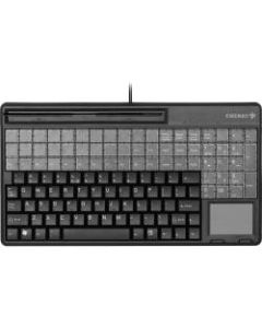 CHERRY SPOS (Small Point of Sale) Touchpad MSR Keyboard - 123 Keys - QWERTY Layout - 60 Relegendable Keys - Touchpad - Magnetic Stripe Reader - USB - Black