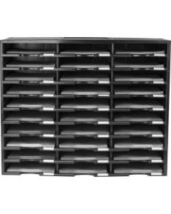 Storex Stackable Literature Sorter - 15000 x Sheet - 30 Compartment(s) - 9.50in x 12in - 25.5in Height x 14.1in Width31.4in Length - Black - Plastic - 1 Each