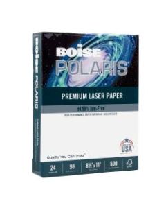 Boise POLARIS Premium Laser Paper, Letter Size (8 1/2in x 11in), 98 (U.S.) Brightness, 24 Lb, White, Ream Of 500 Sheets