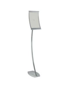 Azar Displays Curved Steel-Frame Floor Stand Sign Holder, 14in x 8 1/2in, Silver