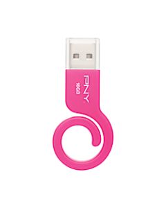 PNY Monkey Tail USB 2.0 Flash Drive, 16GB, Pink