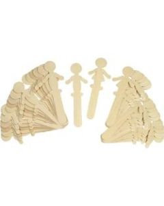 Chenille Kraft People-Shaped Wood Craft Sticks, Natural, 5 3/8in, Pack Of 36