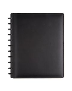 TUL Discbound Notebook, Letter Size, Leather Cover, Narrow Ruled, 60 Sheets, Black