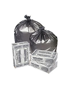 Pitt Plastics Titanium 1.7-mil Can Liners, 55 - 60 Gallons, 39in x 57in, Silver, Pack Of 50