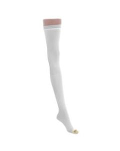 Medline EMS Nylon/Spandex Thigh-Length Anti-Embolism Stockings, Small Regular, White, Pack Of 6 Pairs