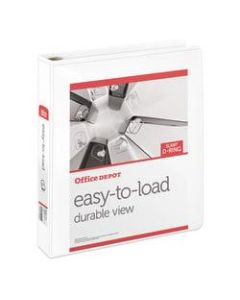 Office Depot Brand Heavy-Duty Easy-To-Load View 3-Ring Binder, 1 1/2in D-Rings, White