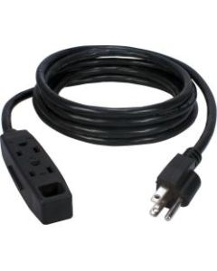 QVS 3-Outlet 3-Prong 6ft Power Extension Cord - For Computer, Electronic Equipment - 120 V AC / 13 A - Black - 6 ft Cord Length - 1