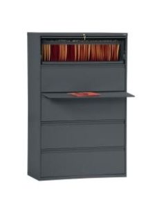 Sandusky 800 36inW Lateral 5-Drawer File Cabinet, Metal, Charcoal