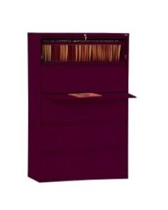 Sandusky 800 36inW Lateral 5-Drawer File Cabinet, Metal, Burgundy