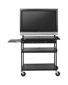 Bretford Bssics FP60MUL-E5BK Flat Panel Cart - 37in to 52in Screen Support - 100 lb Load Capacity - 4 x Shelf(ves) - 66in Height x 37in Width x 27in Depth - Powder Coated - Steel - Black