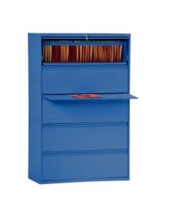 Sandusky 800 36inW Lateral 5-Drawer File Cabinet, Metal, Blue