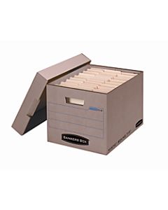 Bankers Box Mystic Storage Boxes With Lift-Off Lids, Letter/Legal Size, 10in x 12in x 15in, 85% Recycled, Kraft, Case Of 25