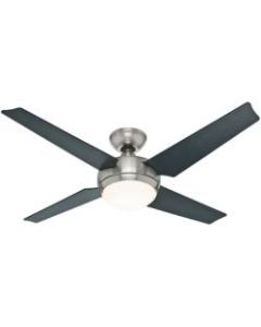 Hunter 52in 3-Speed Sonic with Light Ceiling Fan, 14.5inH, Brushed Nickel/Matte Black