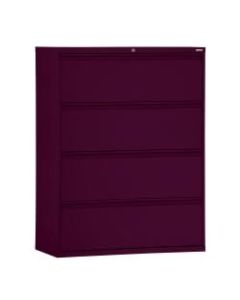 Sandusky 800 42inW Lateral 4-Drawer File Cabinet, Metal, Burgundy