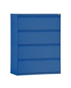 Sandusky 800 42inW Lateral 4-Drawer File Cabinet, Metal, Blue