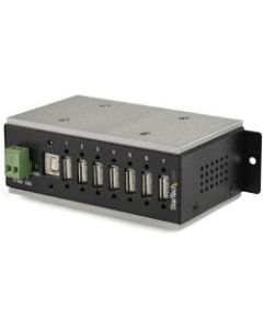 StarTech.com 7 Port Industrial USB Hub - USB 2.0 - 15kV ESD Protection - Surface Mount or DIN Rail Rackmount USB Hub - Metal Housing - Add seven USB 2.0 ports to a computer system in a harsh operating environment