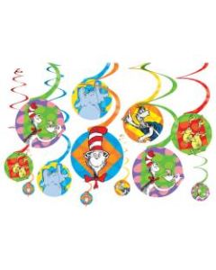 Amscan Dr. Seuss Paper Swirl Decorations, Multicolor, 12 Decorations Per Pack, Set Of 3 Packs