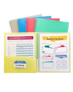 C-Line 8-Pocket Spiral-Bound Poly Portfolios, Letter Size, Assorted Colors, Pack Of 12 Portfolios