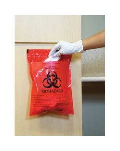 Unimed Stick-On Biohazard Infectious Waste Bags, 2.6 Quarts, Red, Box Of 100