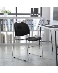 Flash Furniture HERCULES Plastic Ultra-Compact Stack Chair, Black/Chrome