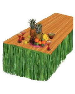 Amscan Summer Luau Grass Table Skirt, 9ft x 29in, Green