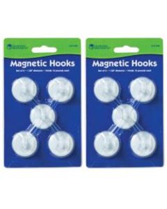 Learning Resources Magnetic Hooks, 1 1/4in, 13 Lb, White, 5 Hooks Per Pack, Set Of 2 Packs