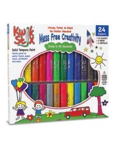 The Pencil Grip Kwik Stix Solid Tempera Paint Sticks, 10.35 mL, Assorted Colors, Set Of 24 Sticks