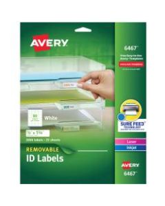 Avery Removable Laser/Inkjet ID Labels, 6467, Multipurpose, 1/2in x 1 3/4in, White, Pack Of 2,000