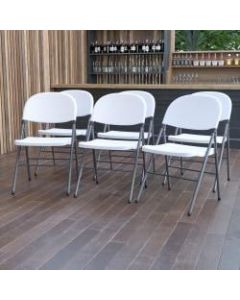 Flash Furniture Hercules Folding Chairs, Set Of 6 Folding Chairs, Granite White/Charcoal
