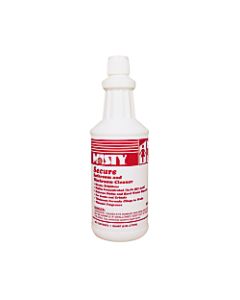 MISTY Secure Bathroom/Washroom Cleaner - Liquid - 32 fl oz (1 quart) - Mint Scent - 12 / Carton - Blue