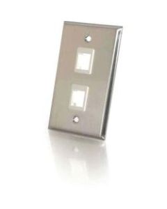 C2G 2-Port Single Gang Multimedia Keystone Wall Plate - Stainless Steel - 2 x Socket(s) - 1-gang