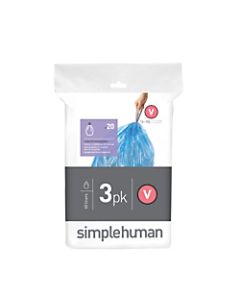 simplehuman Custom-Fit 0.03-mil Can Liners, 4.2 - 4.8 Gallons, Blue, Pack Of 240