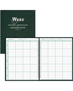 Ward Hubbard Comp. Teachers 8-period Lesson Plan Book - 9 Month - 8 1/2in x 11in - Wire Bound - White, Dark Green - Reference Calendar, Durable, Memo Section